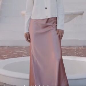 Elegant Satin Maxi Skirt in Pink